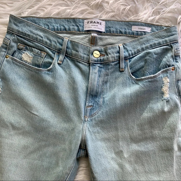 FRAME Le Garcon Raw Edge Crop Boyfriend Jeans Jimi Women’s Denim Casual 28 - Picture 5 of 8